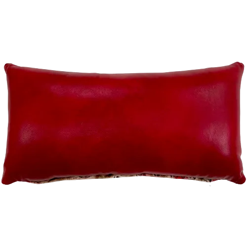 Lumbar Pillow - Red Feather Print Leather - 24" x 12" (LPIL093)