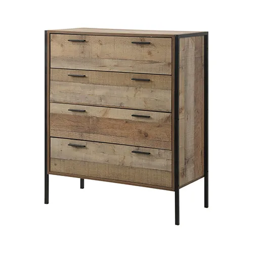 Mascot 4 Drawers Tallboy Storage Cabinet Oak Colour