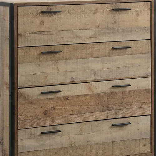 Mascot 4 Drawers Tallboy Storage Cabinet Oak Colour