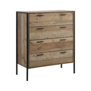 Mascot 4 Drawers Tallboy Storage Cabinet Oak Colour