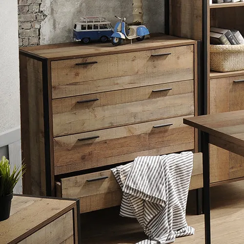 Mascot 4 Drawers Tallboy Storage Cabinet Oak Colour