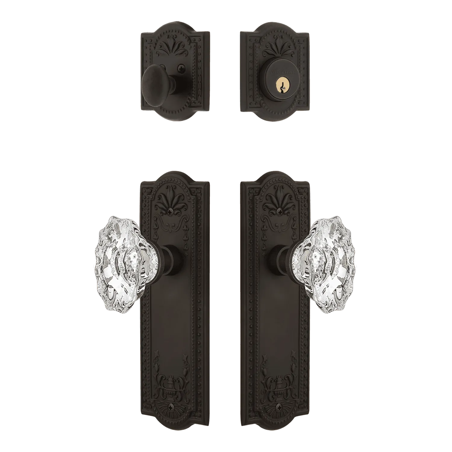 Meadows Entry Set with Chateau Crystal Knob in Oil-Rubbed Bronze