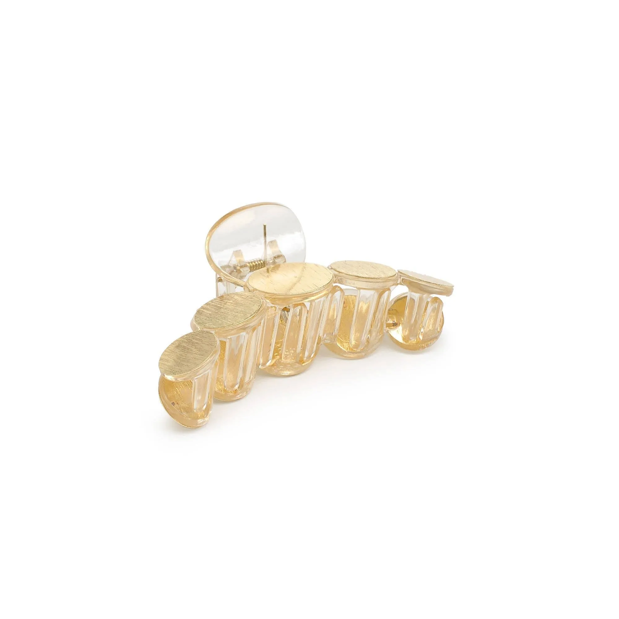 Metallic Disc Plated Hair Claw: Clear Gold