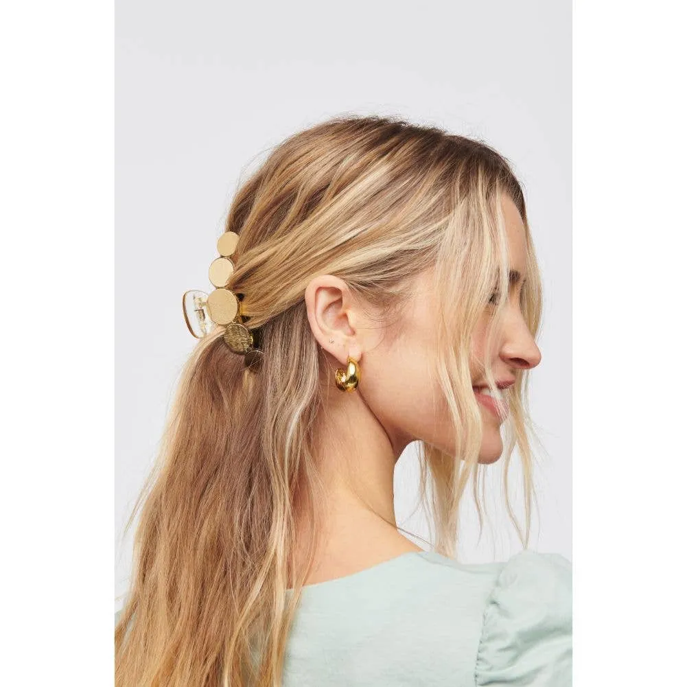Metallic Disc Plated Hair Claw: Clear Gold