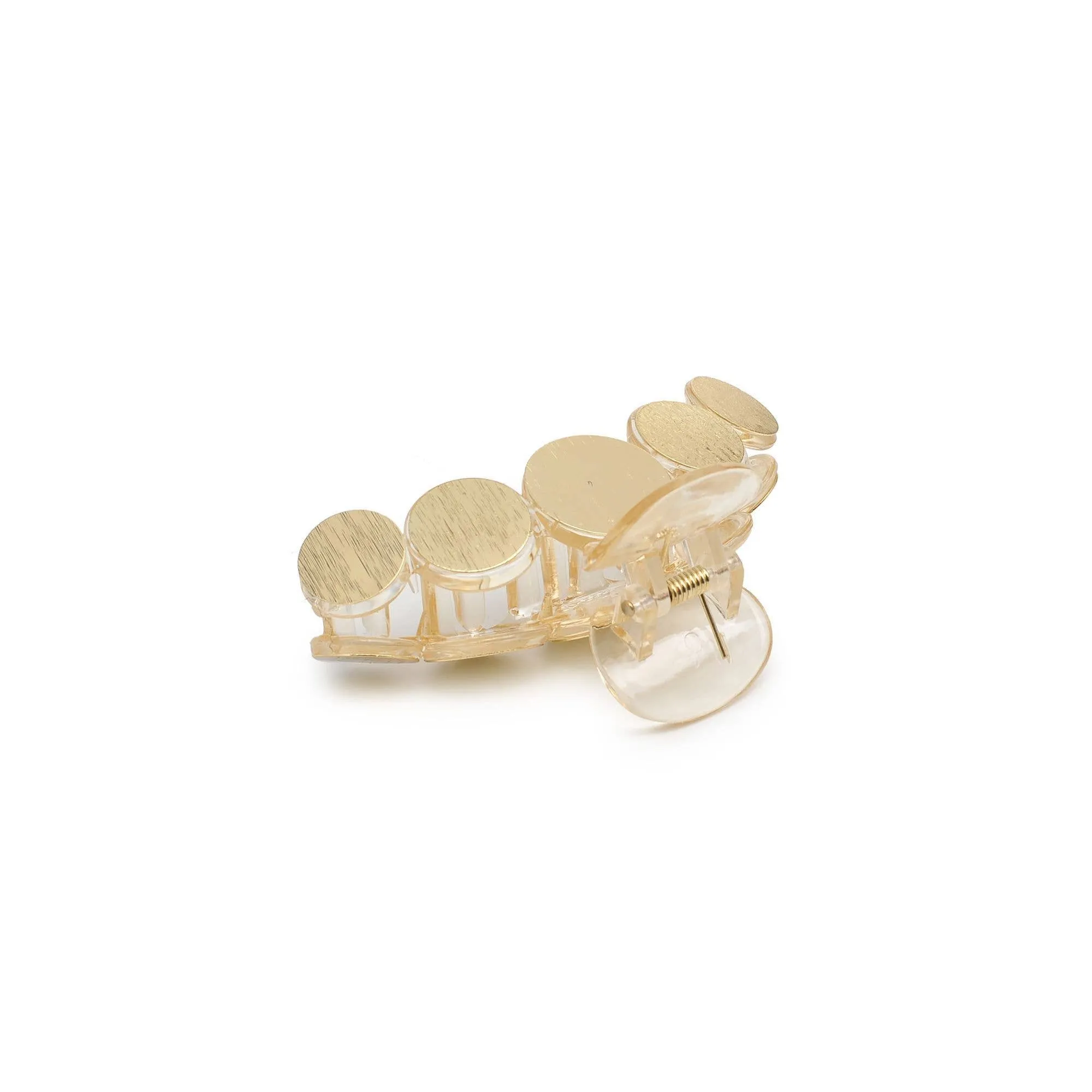Metallic Disc Plated Hair Claw: Clear Gold
