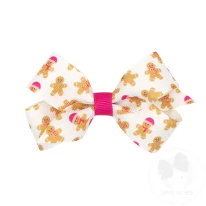 Mini Holiday-themed Printed Grosgrain Hair Bows