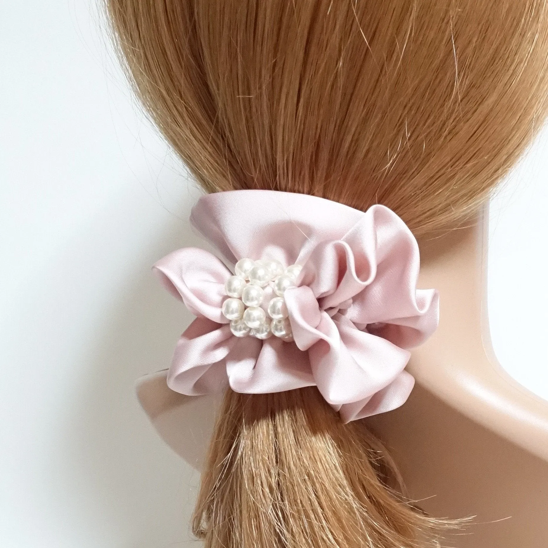 Pearl Decorated Satin Hair Scrunchies Hair Elastics Women Hair Accessories