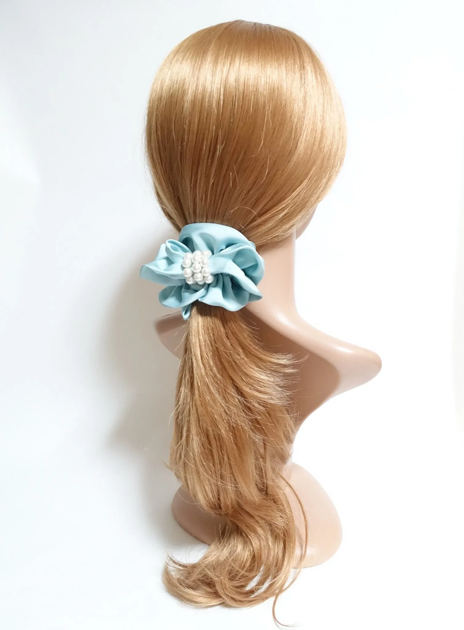 Pearl Decorated Satin Hair Scrunchies Hair Elastics Women Hair Accessories