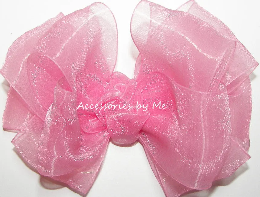 Pink Organza Hair Bow