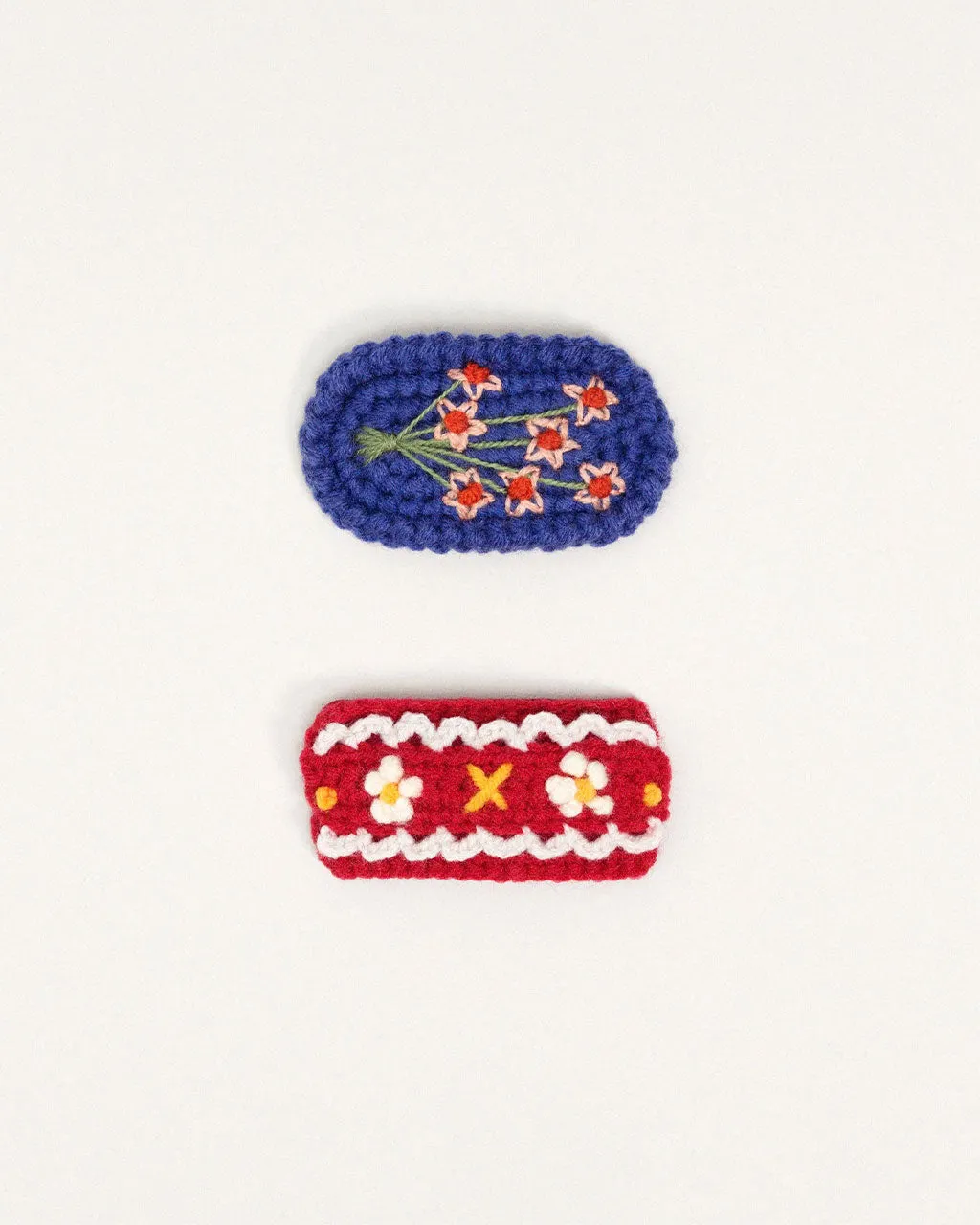 Polly Crochet Hair Clips - Red Multi