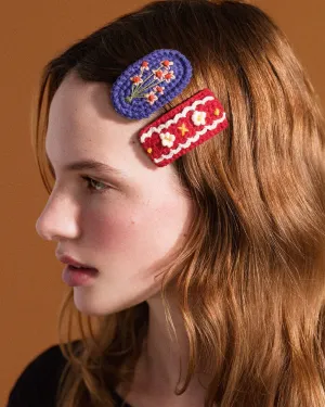 Polly Crochet Hair Clips - Red Multi