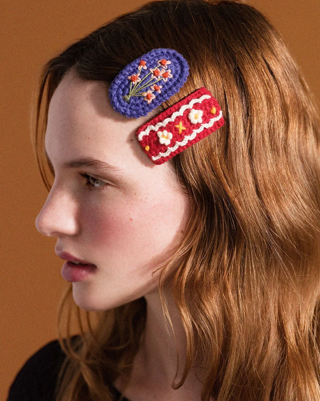 Polly Crochet Hair Clips - Red Multi
