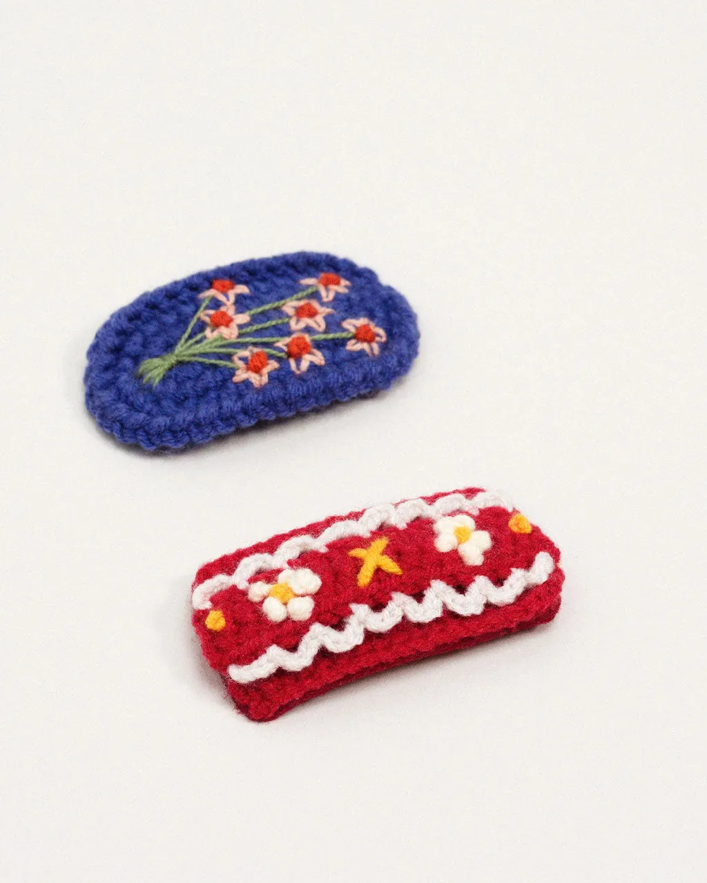 Polly Crochet Hair Clips - Red Multi