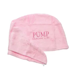Pump Hair Care pink bamboo towel
