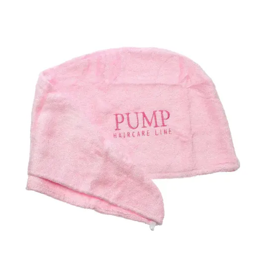 Pump Hair Care pink bamboo towel