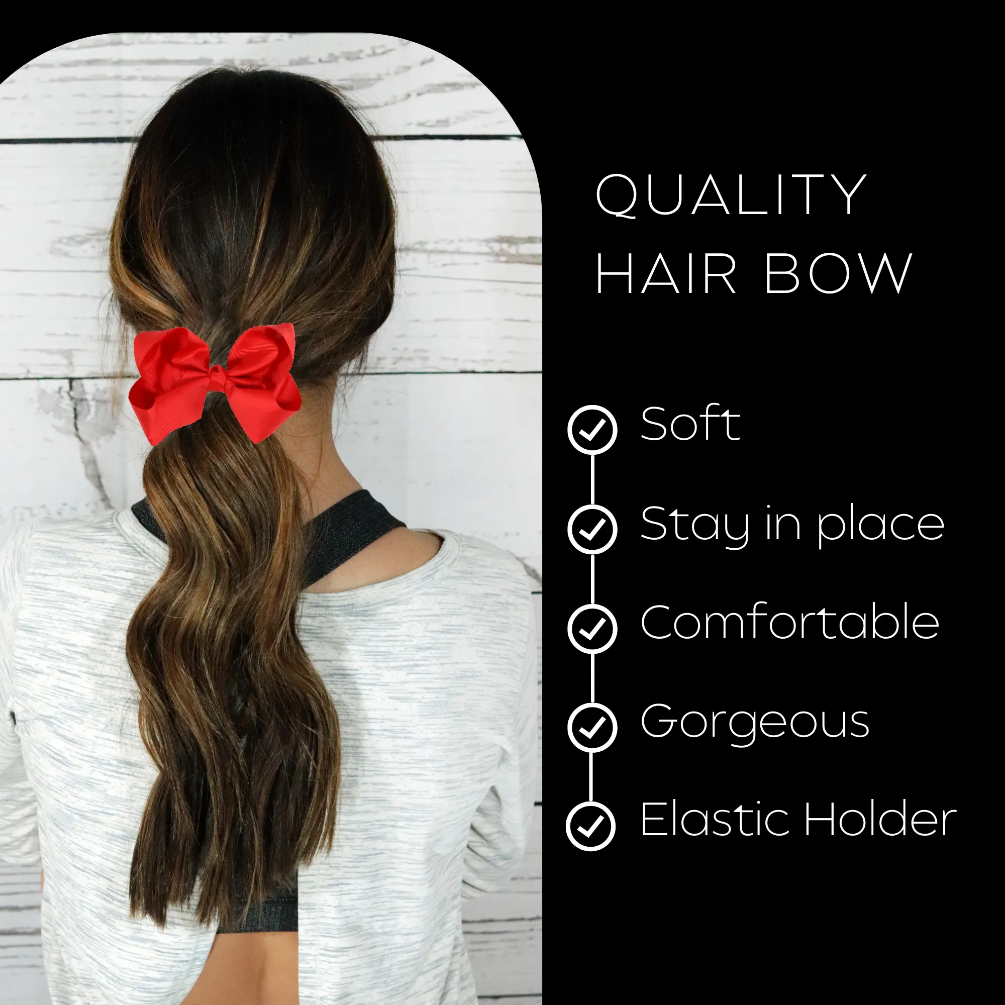 Red Classic Hair Bows - 10 Pack