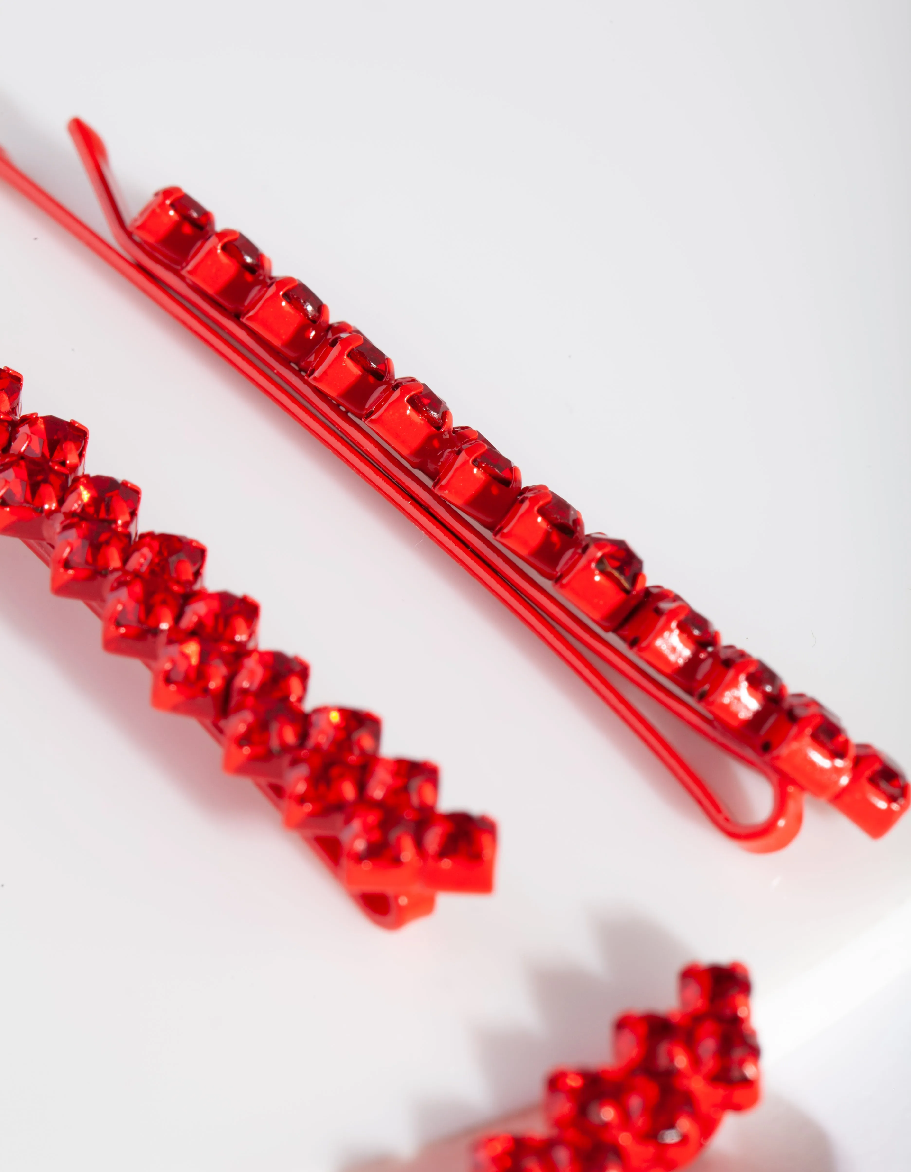 Red Diamante Zig Zag Hair Pin 4 Pack