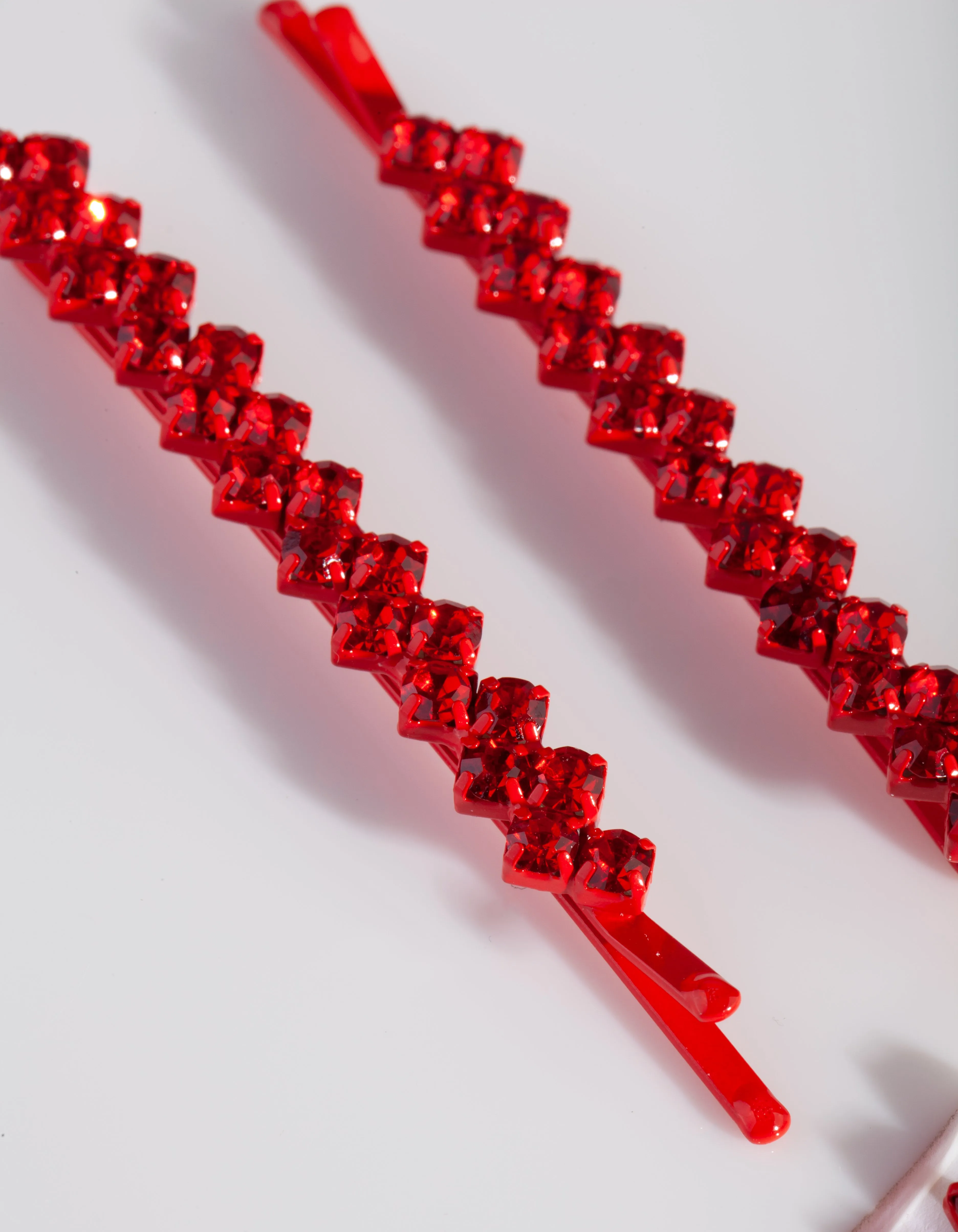 Red Diamante Zig Zag Hair Pin 4 Pack