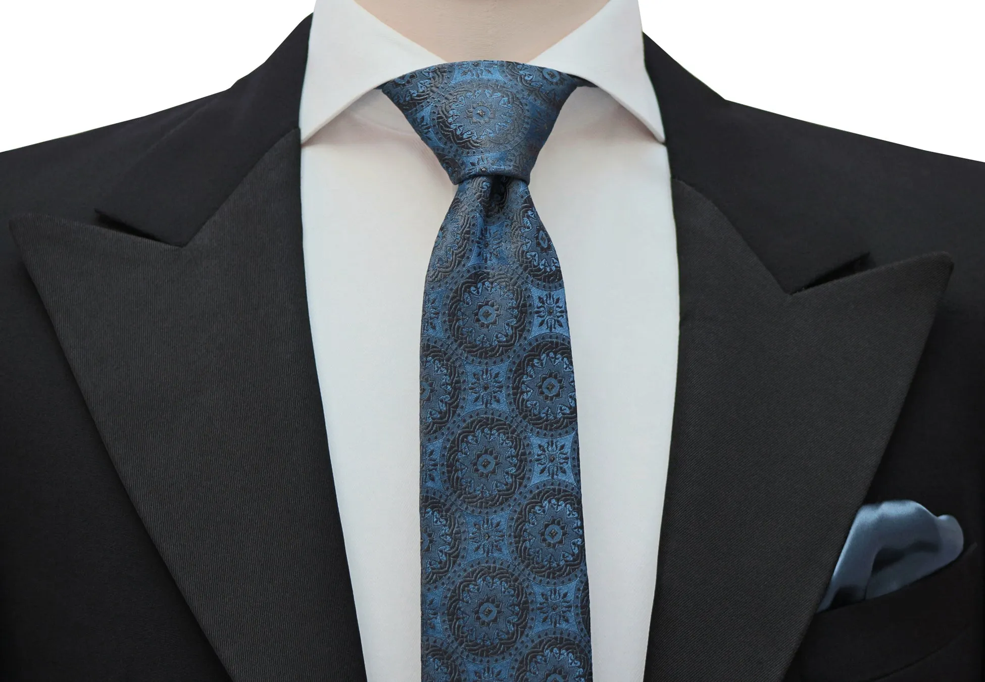 Reversible Pocket Square in Slate & White