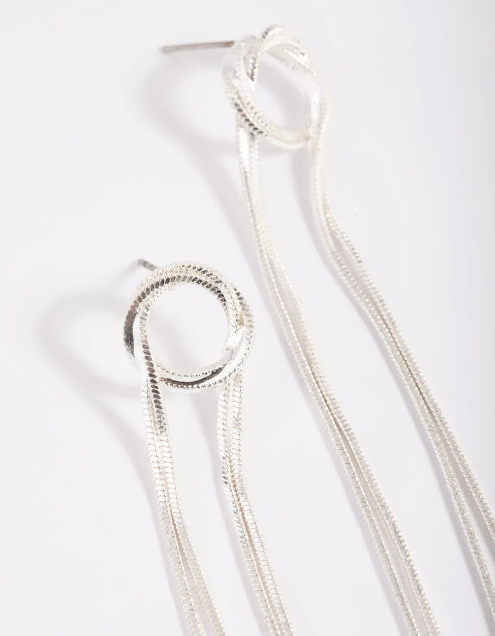 Rhodium Looped Drop Earrings