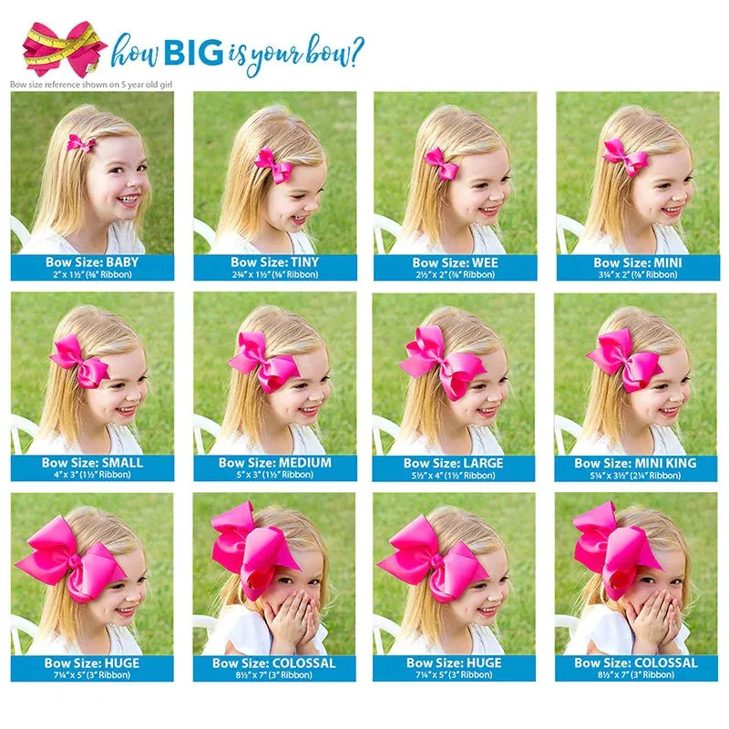 Rose Patterned Printed Grosgrain Hair Bow
