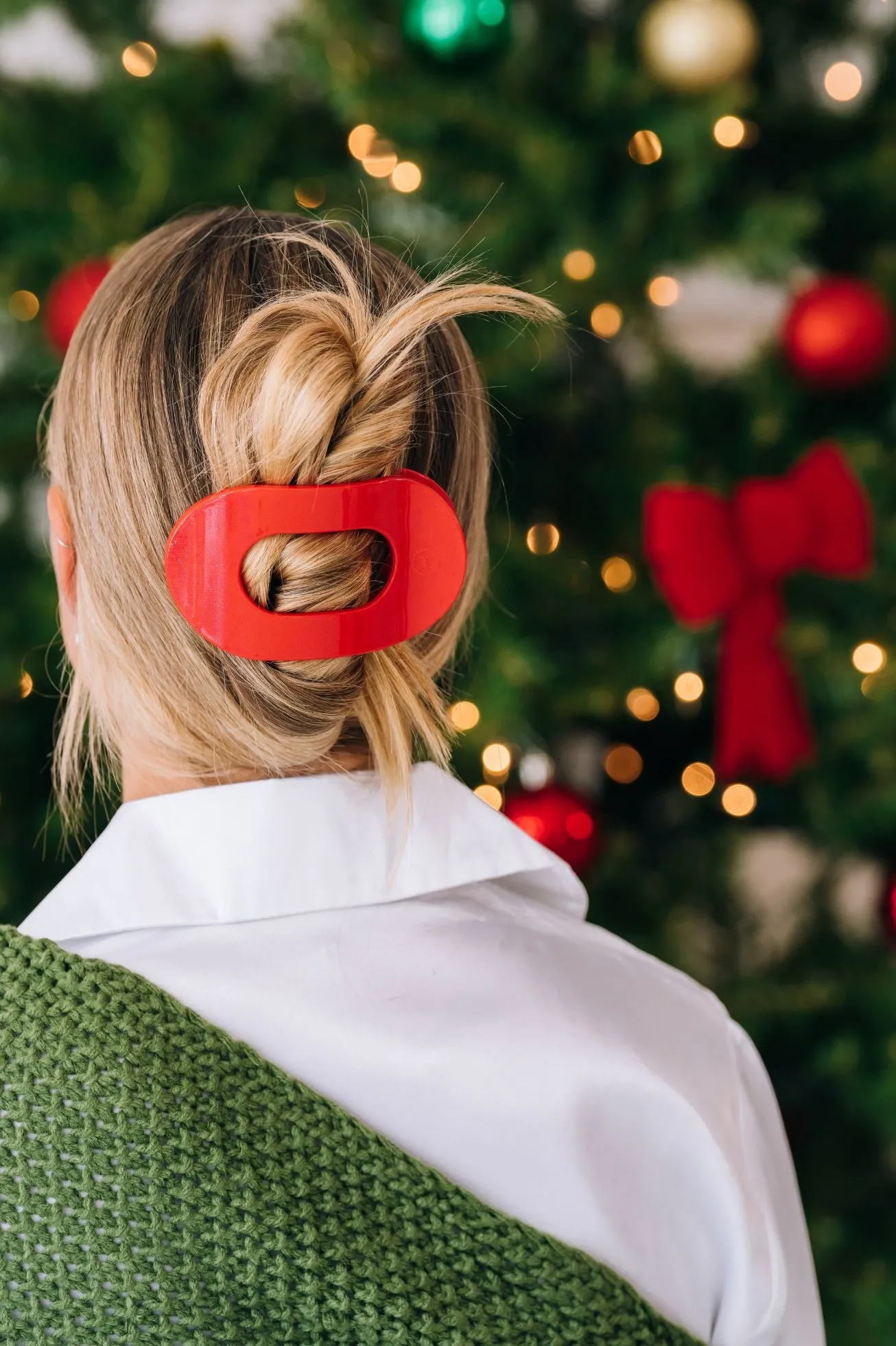 Rudolph Red Large Flat Round Hair Clip