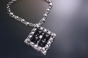 SG Liquid Metal PR N1-AS – Antique Silver Finish and Onyx Necklace by Sergio Gutierrez