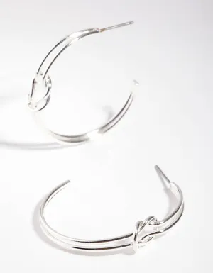 Silver Knotted Hoop Earrings