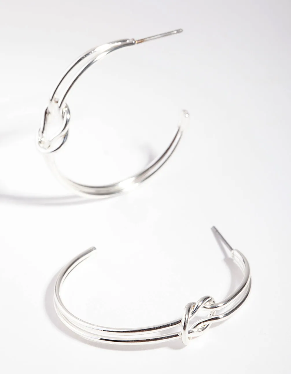 Silver Knotted Hoop Earrings