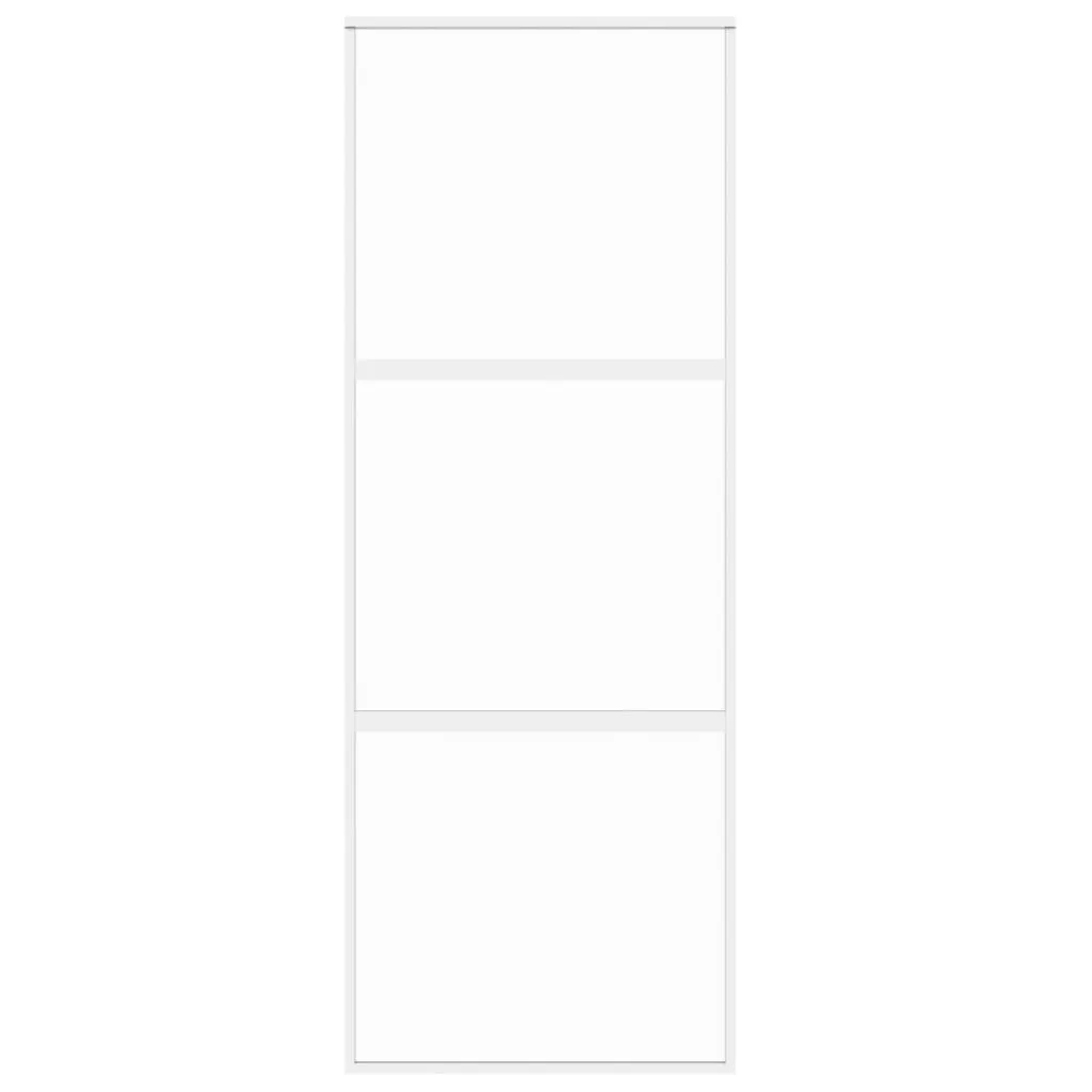 Sliding Door White 76x205 cm Tempered Glass and Aluminium
