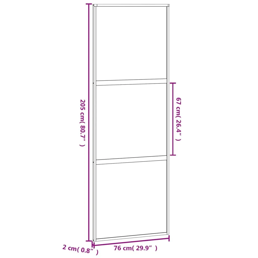 Sliding Door White 76x205 cm Tempered Glass and Aluminium