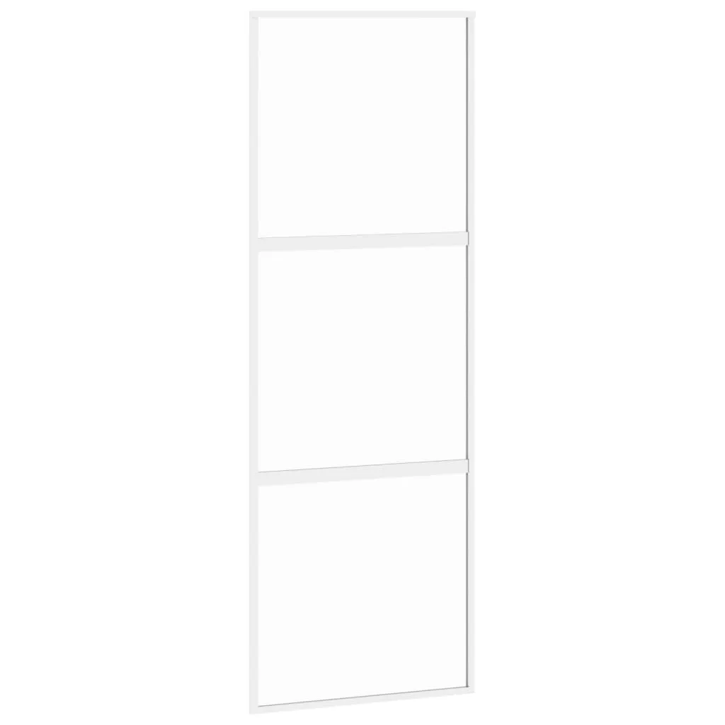 Sliding Door White 76x205 cm Tempered Glass and Aluminium