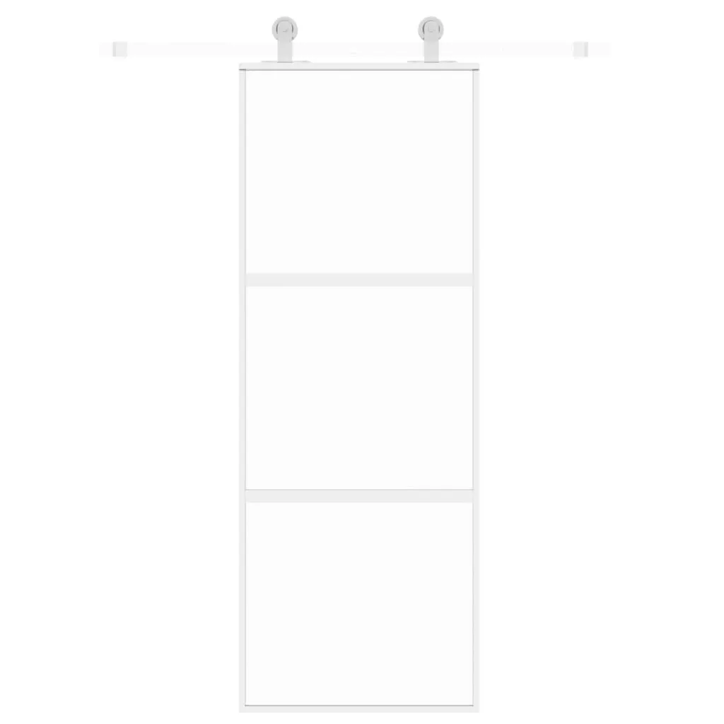 Sliding Door White 76x205 cm Tempered Glass and Aluminium
