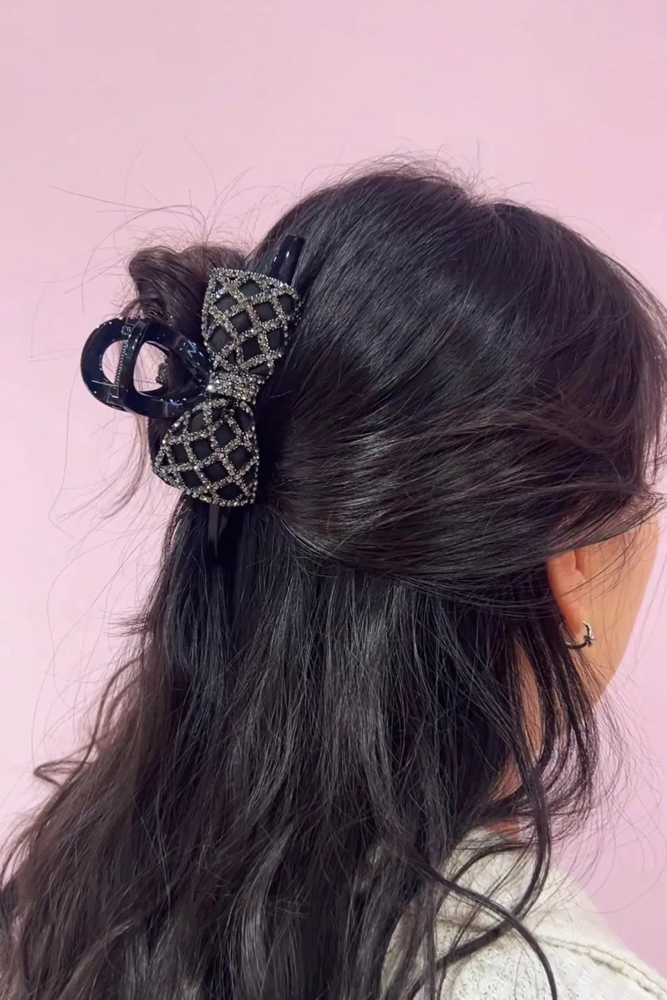 Sparkly Grid Bow Hair Jaw