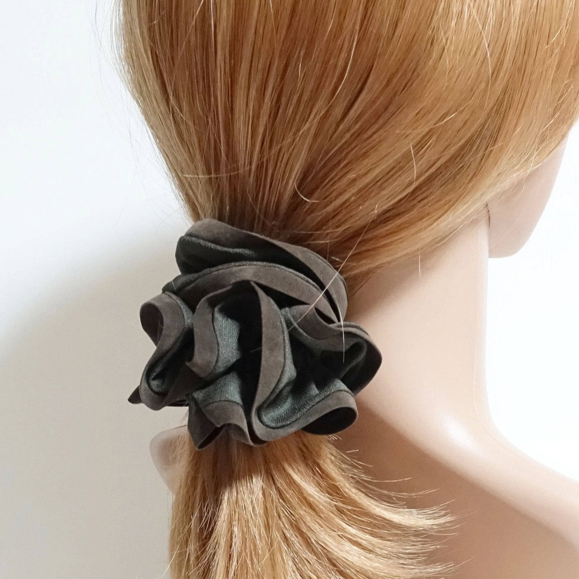 Suede Trim Solid Color Hair Scrunchies Women Hair Elastics Accessories
