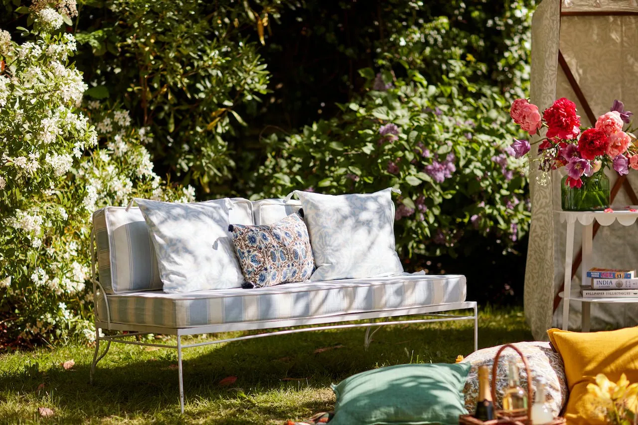 V&A Collaboration Clematis 46x46cm Cushion - Powder Blue