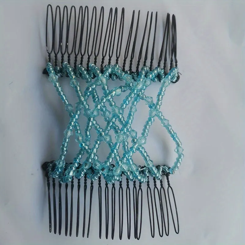 Vintage Bead Stretchy Magic Hair Comb with Faux Pearls
