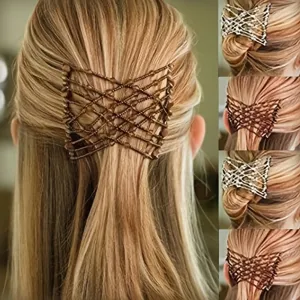 Vintage Bead Stretchy Magic Hair Comb with Faux Pearls