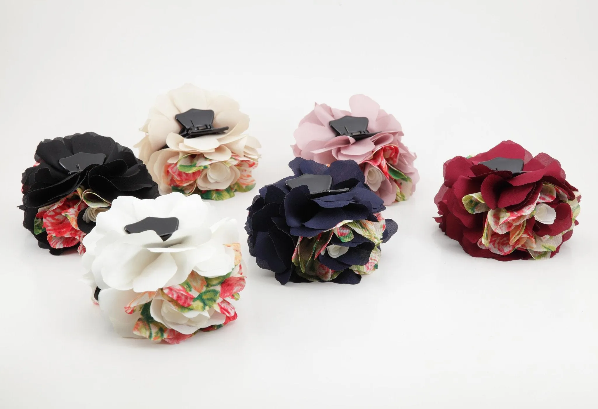 Wild Rose Two Tone Petal Flower Hair Jaw Claw