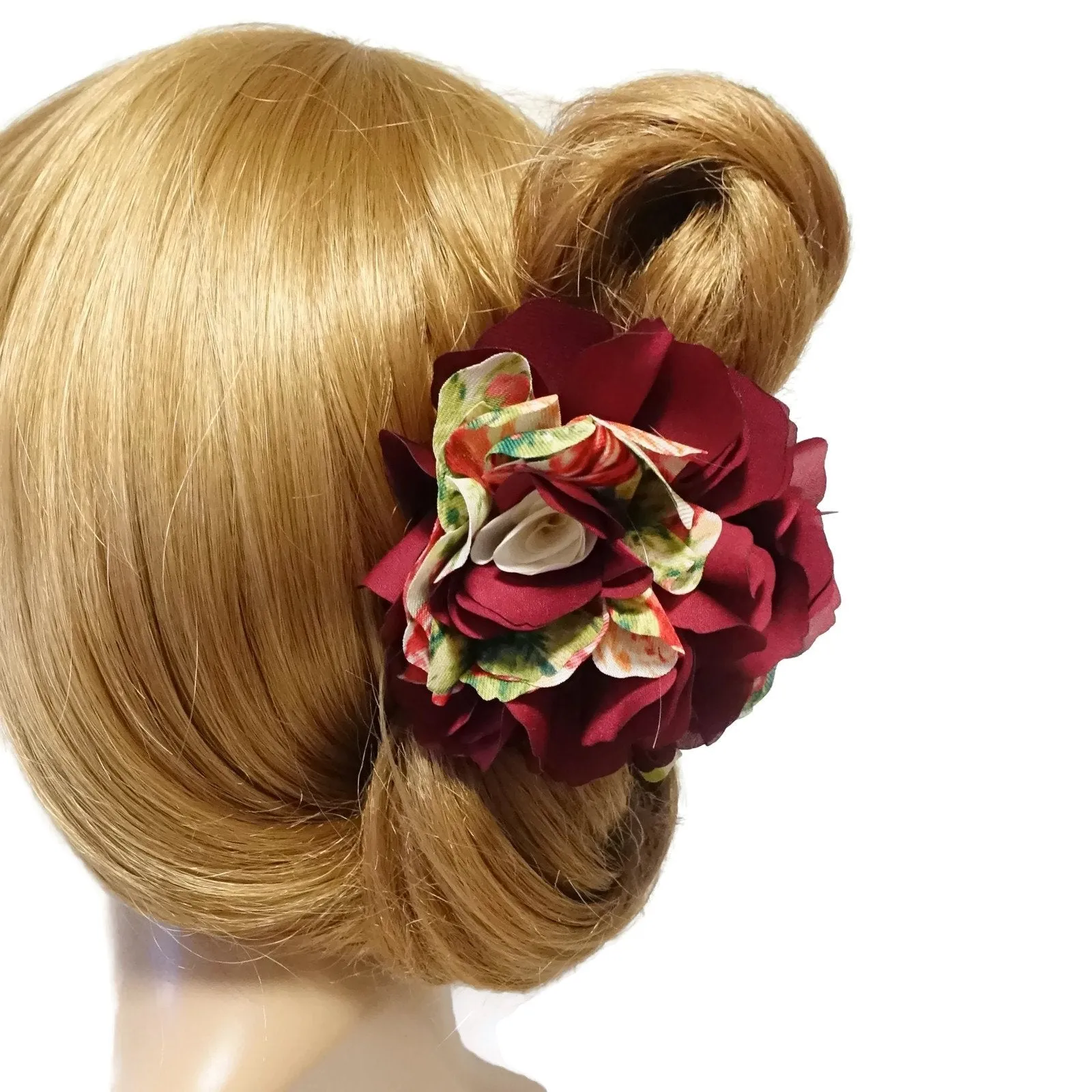 Wild Rose Two Tone Petal Flower Hair Jaw Claw