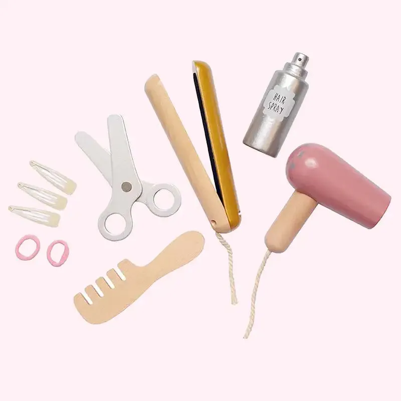 Wooden Hairdresser Set Pretend Play